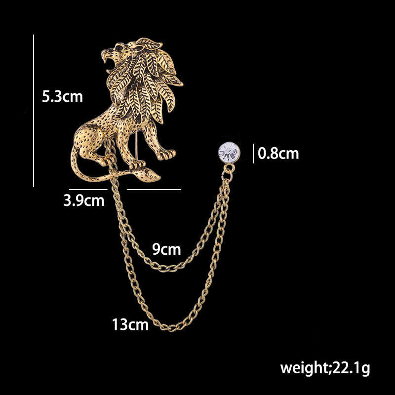 Men's Domineering Lion Chain Brooch