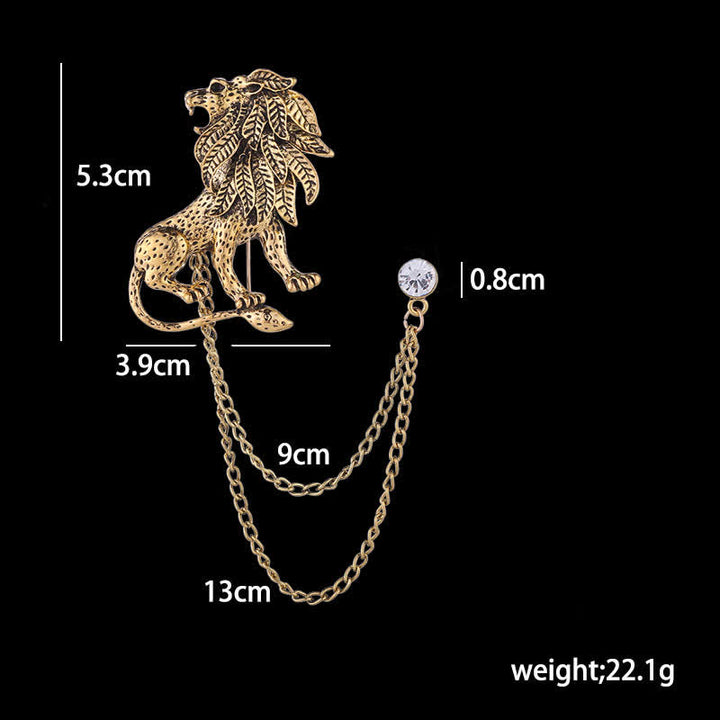 Men's Domineering Lion Chain Brooch