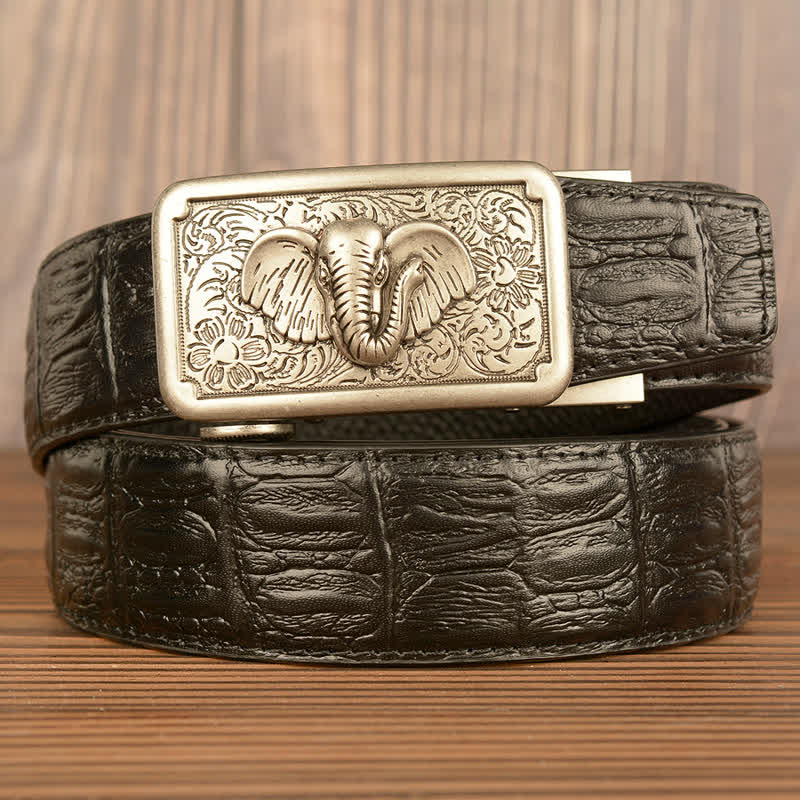 Men's Punk Elephant Alligator Pattern Leather Belt