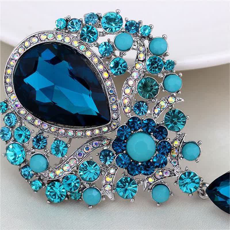 Women's Clear Glass Flower Waterdrop Brooch