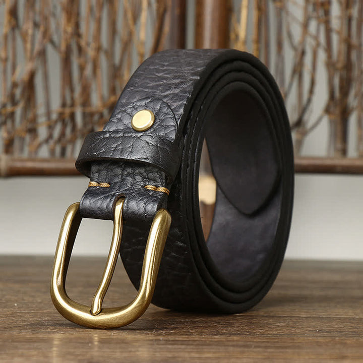 Men's Embossed Bison Skin Pattern Leather Belt