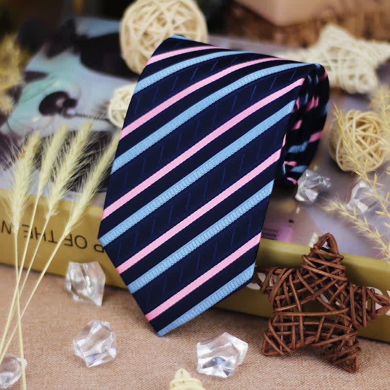 Men's Classic Gradient Blue & Pink Striped Necktie - Blue & Pink - image 0