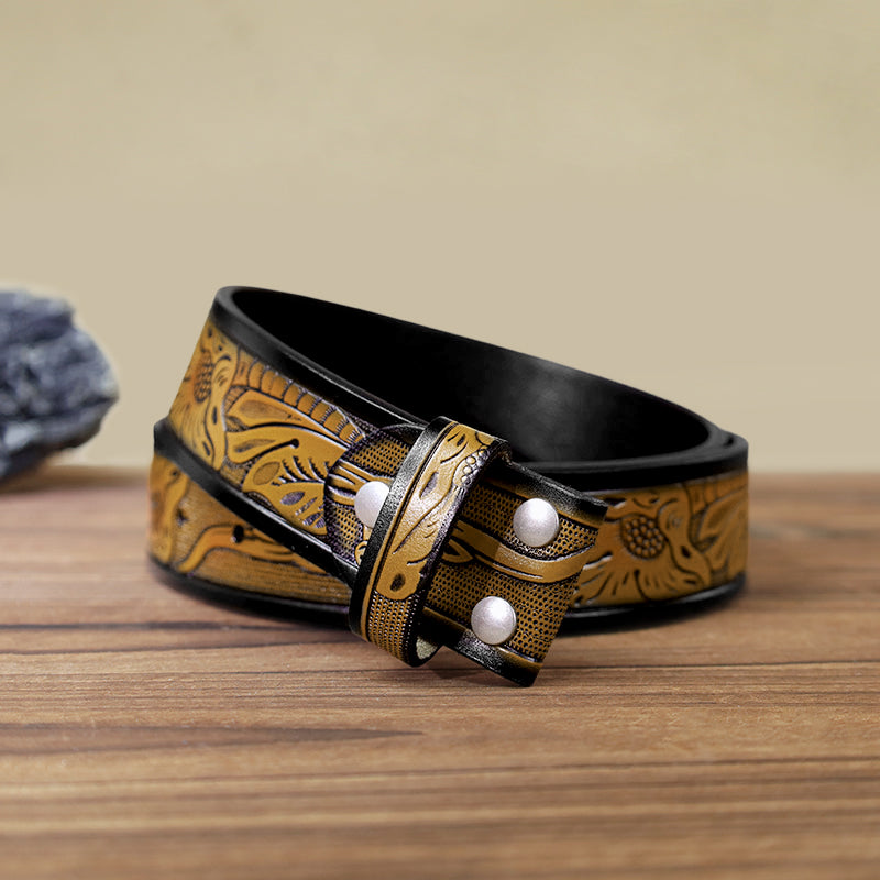 Men's DIY Indian Chief Tribal Buckle Leather Belt