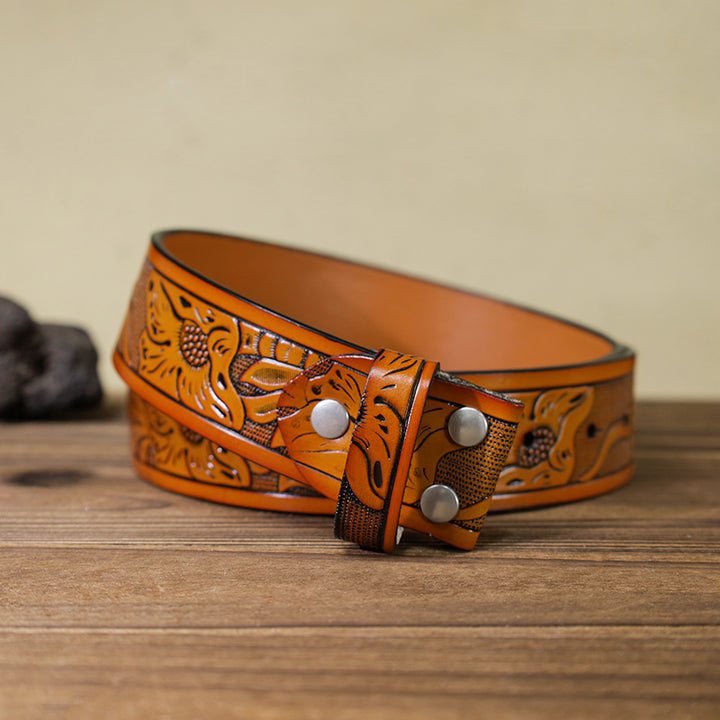 Men's DIY Triple Skull Head Buckle Leather Belt