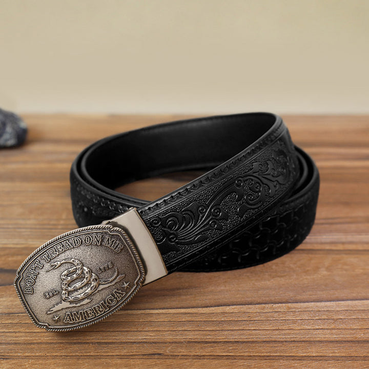 Men's DIY Snake Attitude Automatic Buckle Leather Belt