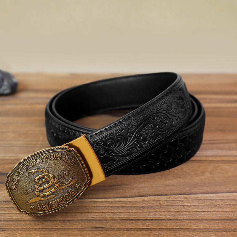 Men's DIY Snake Attitude Automatic Buckle Leather Belt