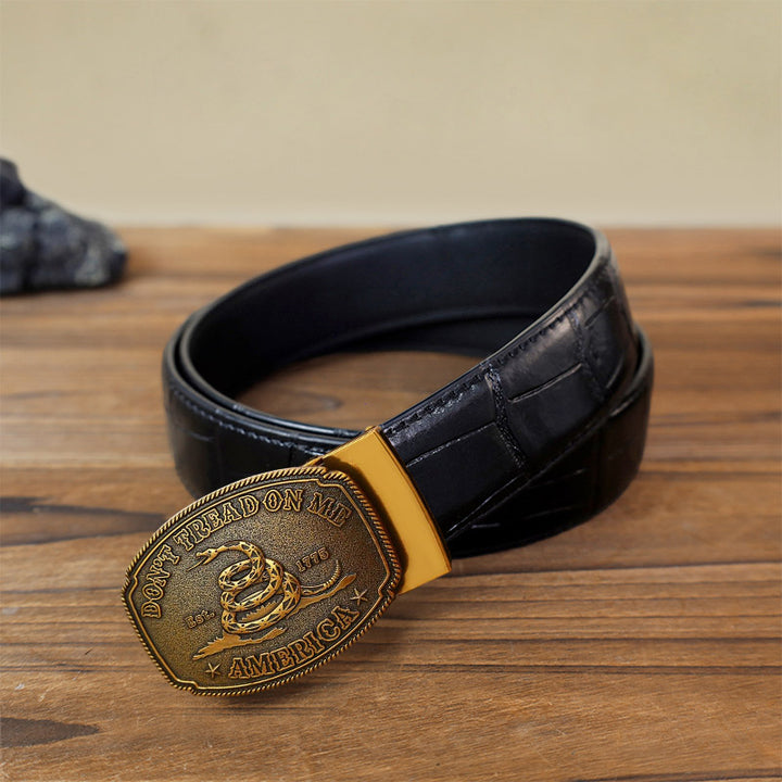 Men's DIY Snake Attitude Automatic Buckle Leather Belt