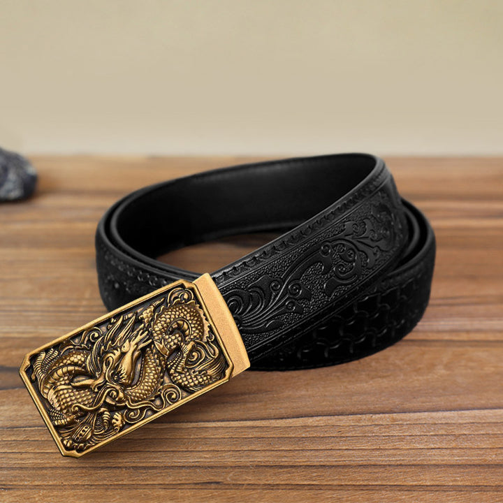 Men's DIY Coiling Dragon Automatic Buckle Leather Belt