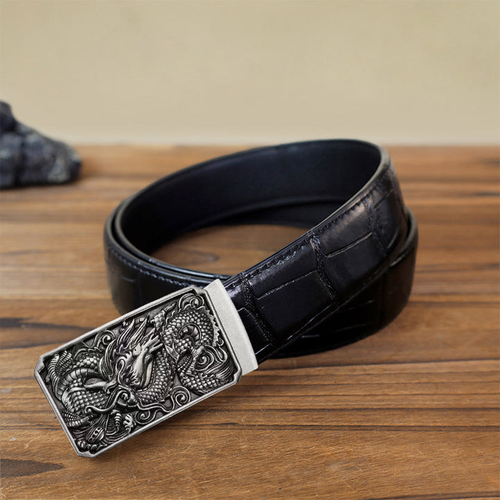 Men's DIY Coiling Dragon Automatic Buckle Leather Belt