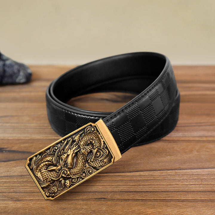 Men's DIY Coiling Dragon Automatic Buckle Leather Belt