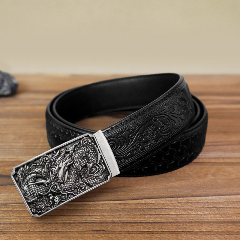 Men's DIY Coiling Dragon Automatic Buckle Leather Belt