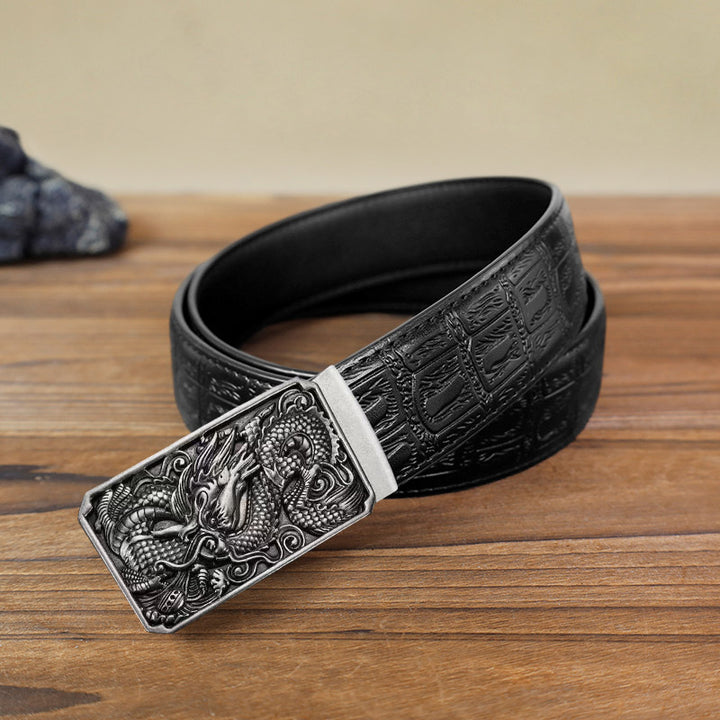 Men's DIY Coiling Dragon Automatic Buckle Leather Belt