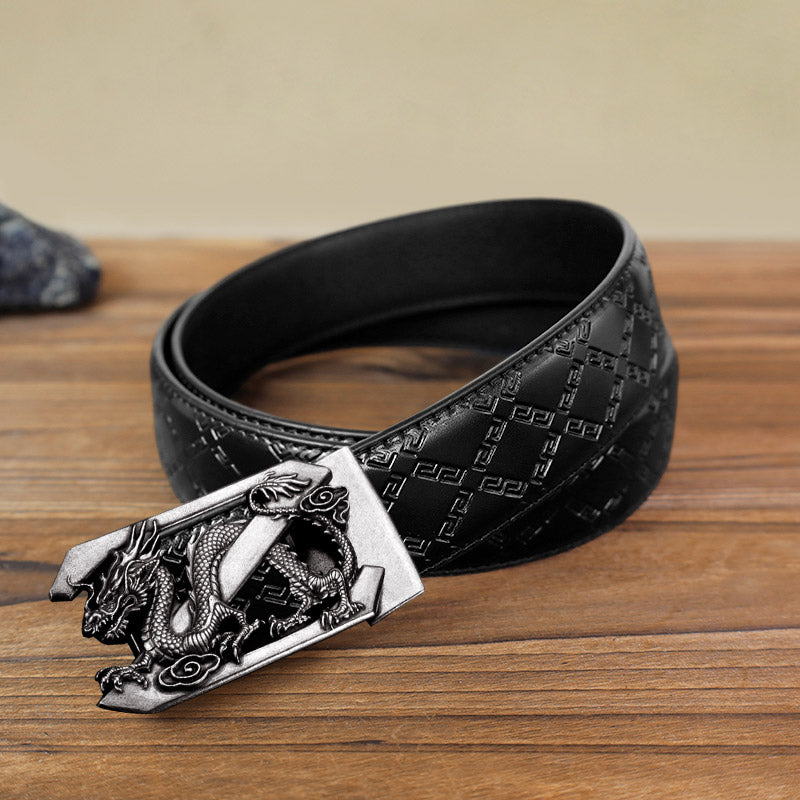 Men's DIY Letter Z Dragon Automatic Buckle Leather Belt