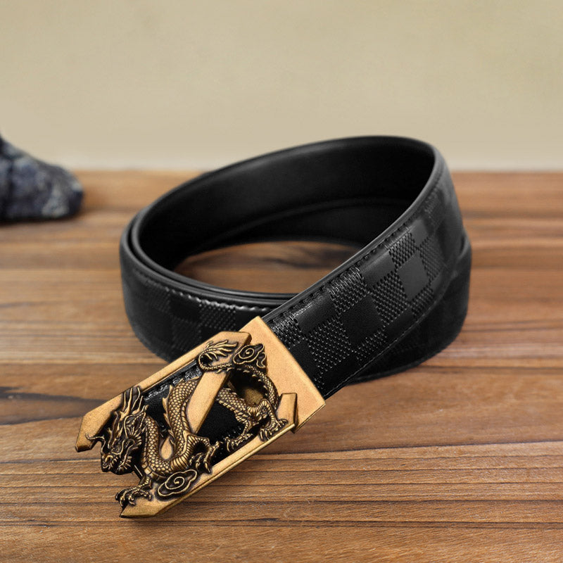 Men's DIY Letter Z Dragon Automatic Buckle Leather Belt