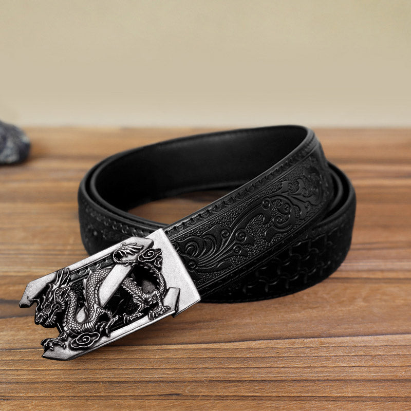 Men's DIY Letter Z Dragon Automatic Buckle Leather Belt