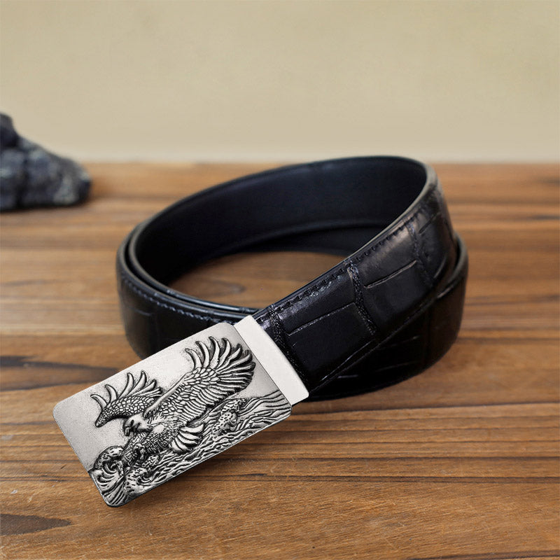 Men's DIY Eagle Spread Wings Automatic Buckle Leather Belt