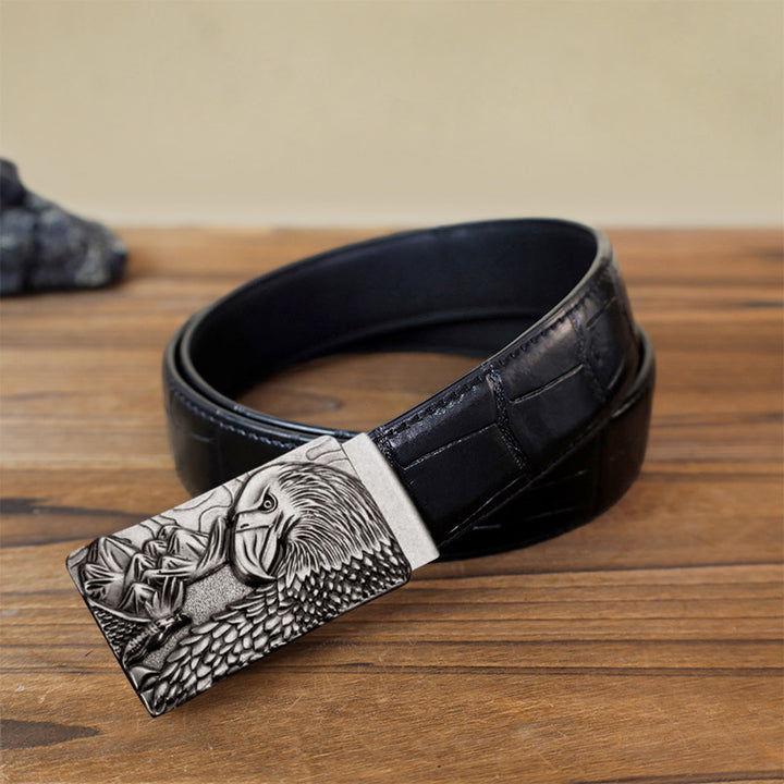 Men's DIY Strong Eagle Automatic Buckle Leather Belt