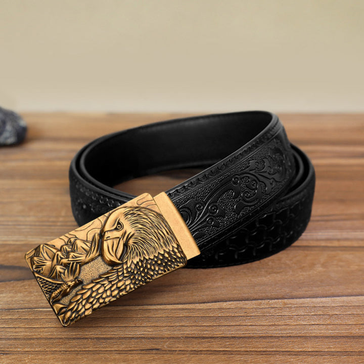 Men's DIY Strong Eagle Automatic Buckle Leather Belt