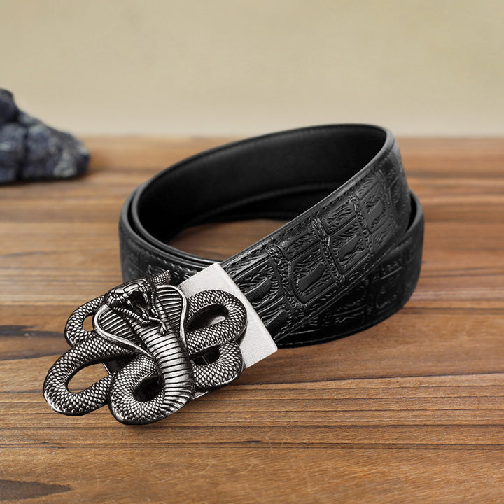 Men's DIY Mysterious Snake Automatic Buckle Leather Belt