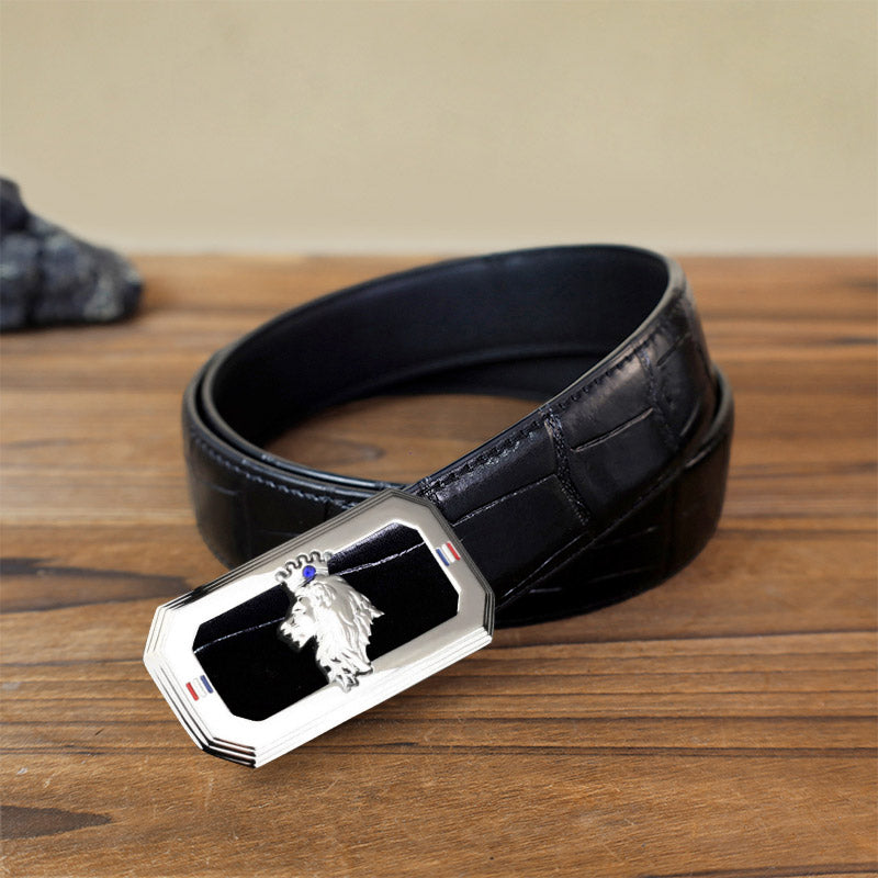 Men's DIY Lion King Automatic Buckle Leather Belt