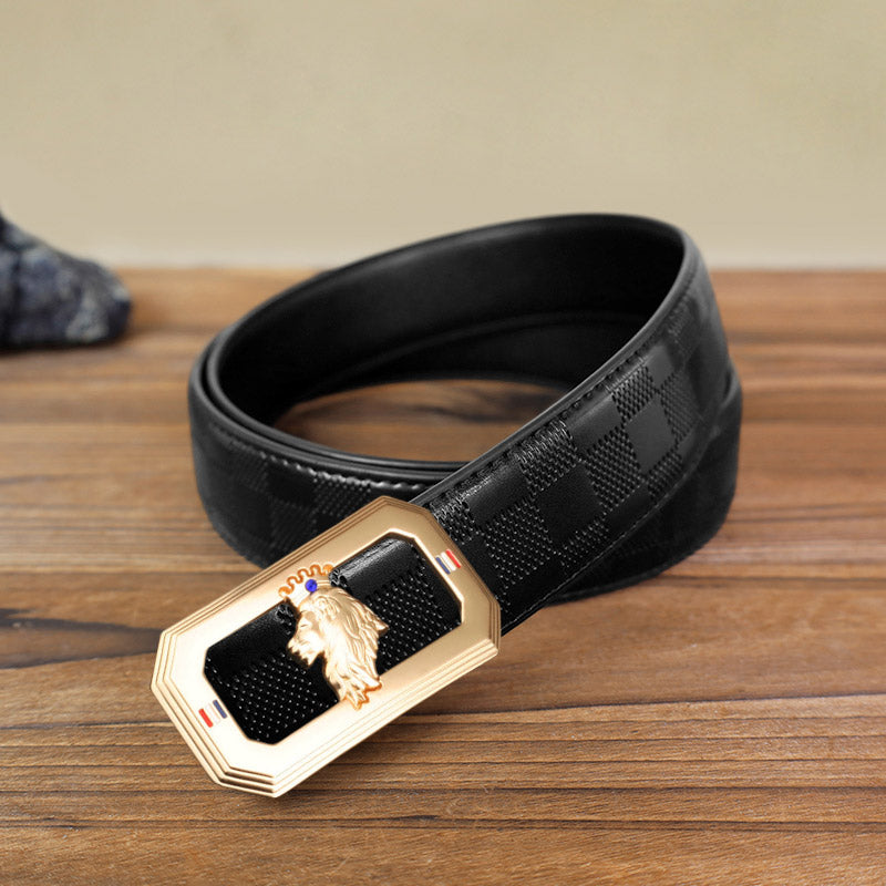 Men's DIY Lion King Automatic Buckle Leather Belt