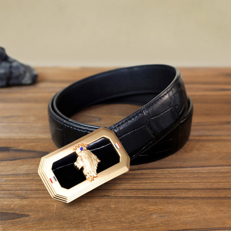 Men's DIY Lion King Automatic Buckle Leather Belt