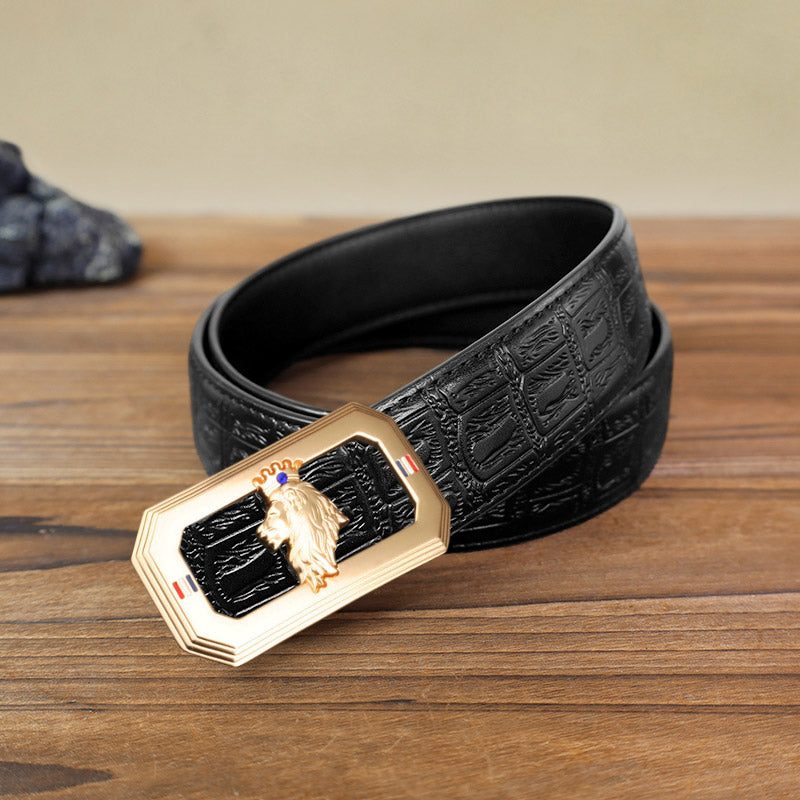 Men's DIY Lion King Automatic Buckle Leather Belt