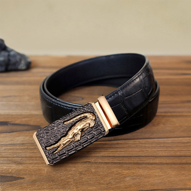 Men's DIY Crocodile Square Automatic Buckle Leather Belt