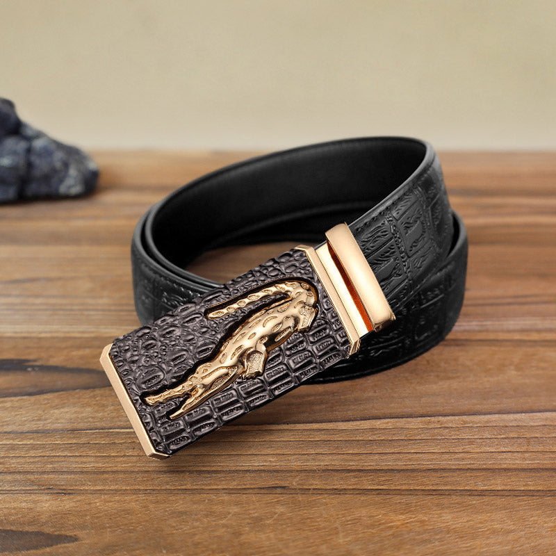 Men's DIY Crocodile Square Automatic Buckle Leather Belt