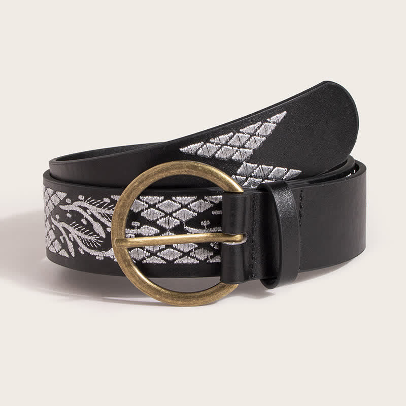 Women's Boho Floral Embroidery Ethnic Leather Belt