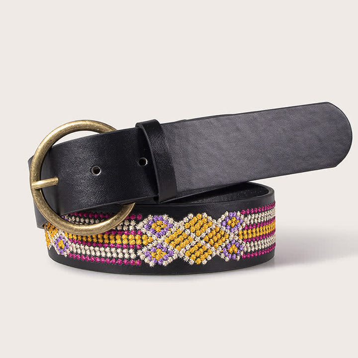 Women's Boho Floral Embroidery Ethnic Leather Belt