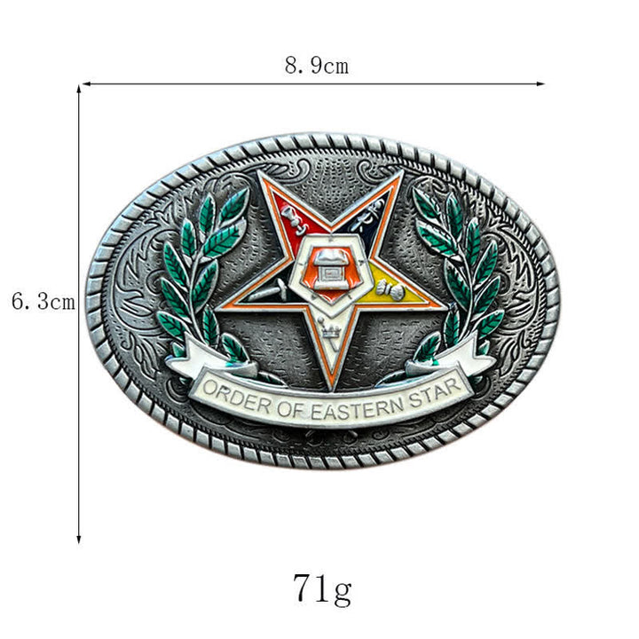 Men's DIY Pentagram Eastern Star Buckle Leather Belt