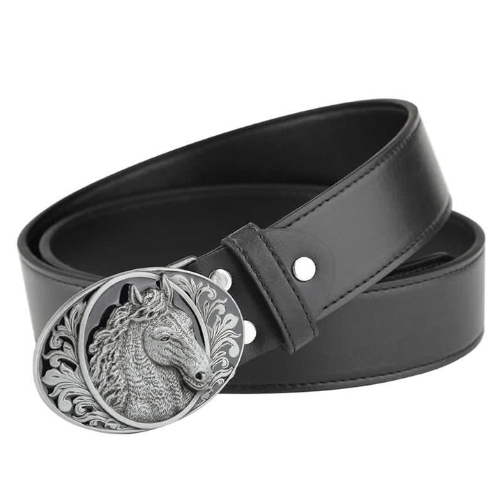 Men's DIY Horse Head Buckle Leather Belt