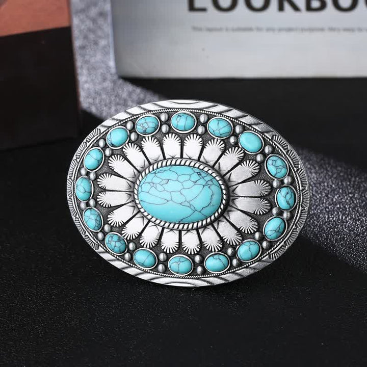 Men's DIY Dazzling Turquoise Buckle Leather Belt