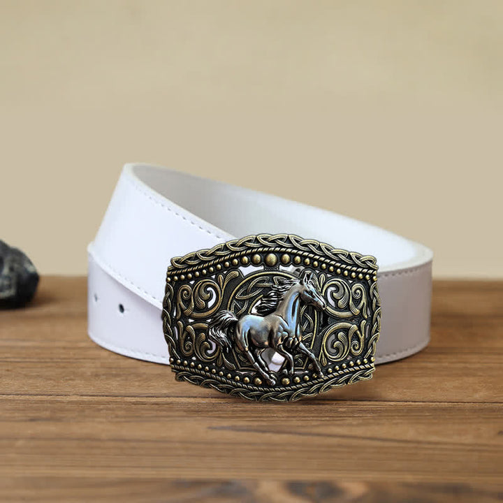 Men's DIY Free Running Horse Buckle Leather Belt