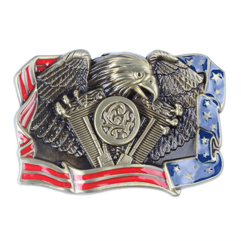 Men's DIY Eagle Patriotic Multi Color Buckle Leather Belt