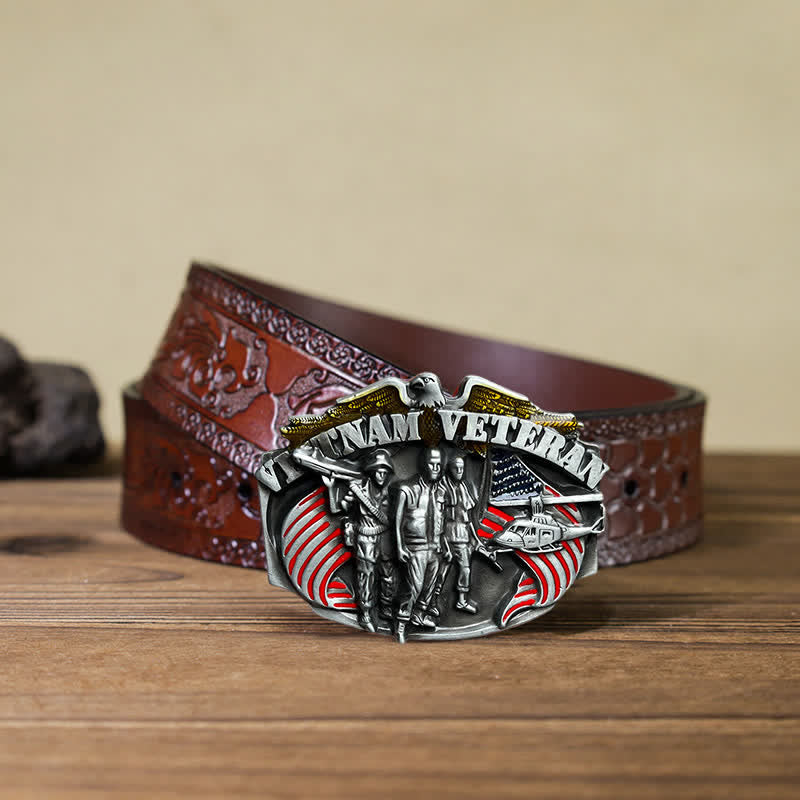 Men's DIY Vietnam Veteran Buckle Leather Belt