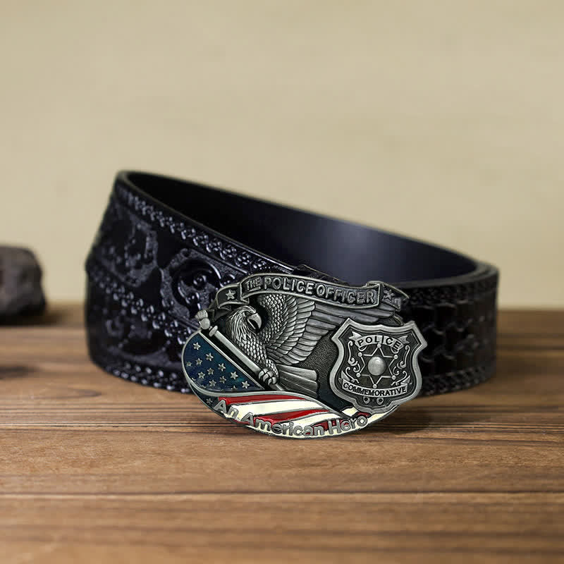 Men's DIY Police Officer Hero Eagle Buckle Leather Belt