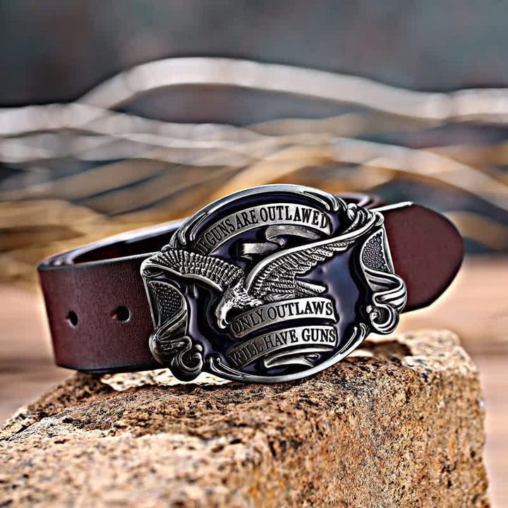 Men's DIY Soaring Eagle Statement Buckle Leather Belt