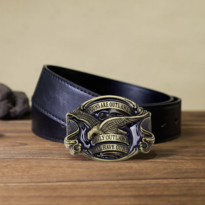 Men's DIY Soaring Eagle Statement Buckle Leather Belt