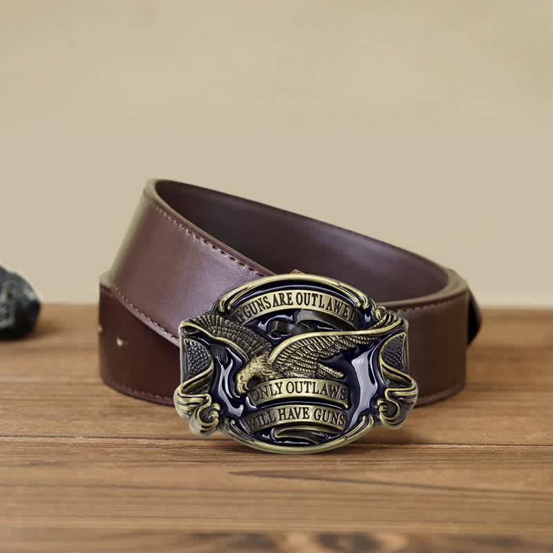 Men's DIY Soaring Eagle Statement Buckle Leather Belt