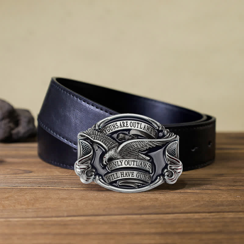 Men's DIY Soaring Eagle Statement Buckle Leather Belt