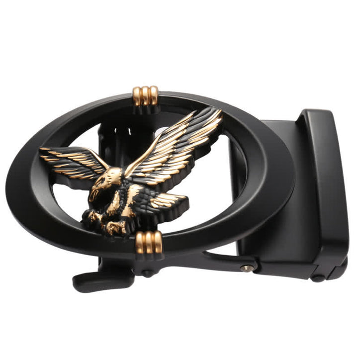 Men's DIY Eagle Black Hollow Automatic Buckle Leather Belt