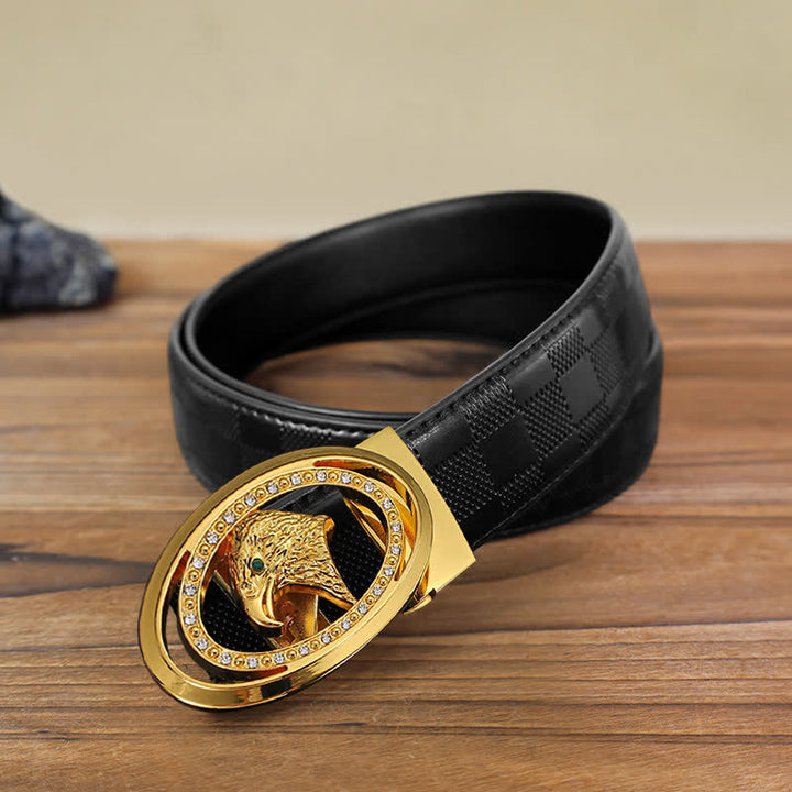 Men's DIY Rhinestone Eagle Automatic Buckle Leather Belt