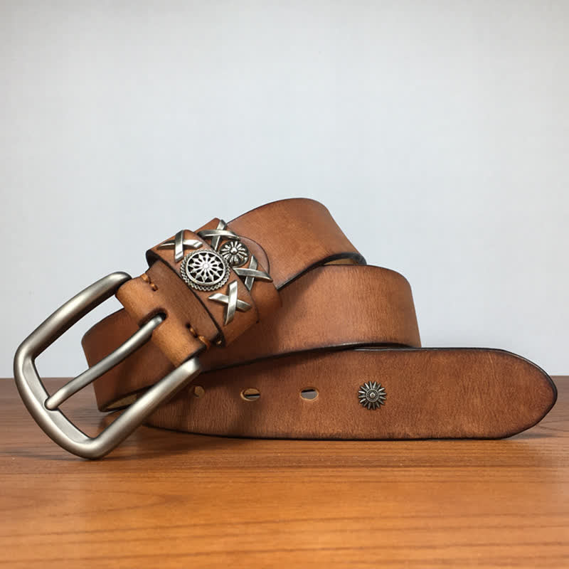 Men's Unique Rivet Studded Handmade Leather Belt