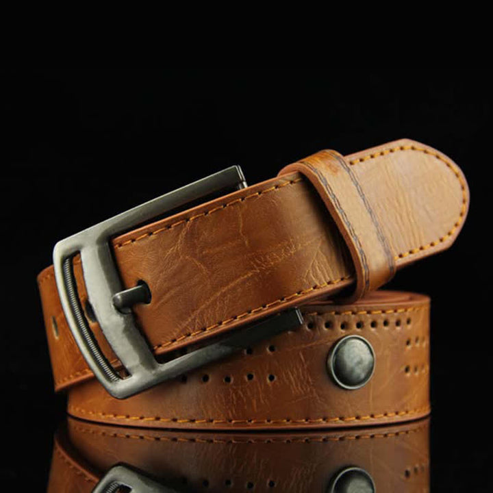 Men's Casual Punk Rivet Antique Hollow Leather Belt