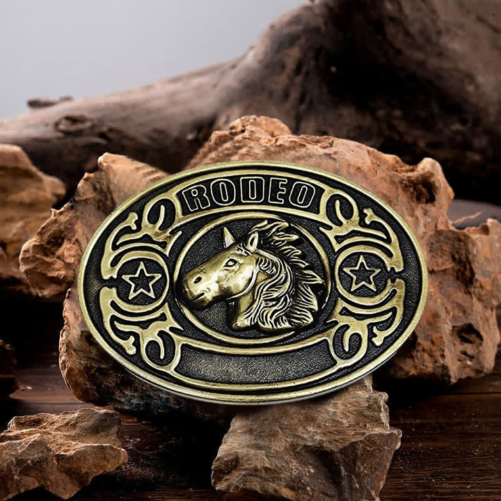 Men's DIY Rodeo Horse Head Buckle Leather Belt