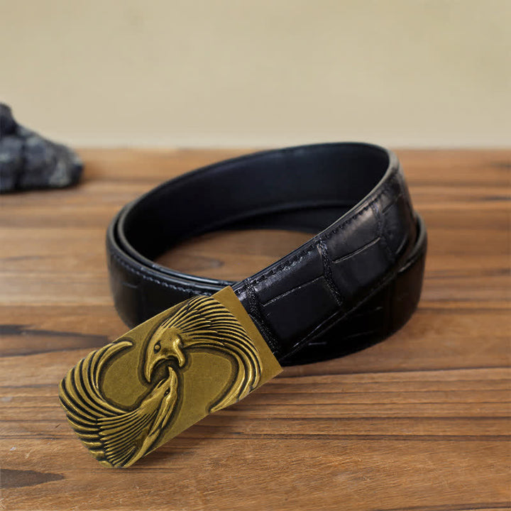 Men's DIY Double Eagles Automatic Buckle Leather Belt