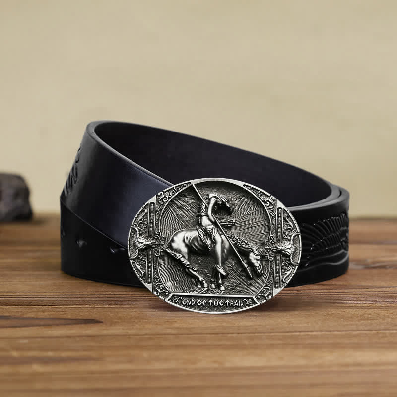 Men's DIY Rodeo Knight With Spear Buckle Leather Belt