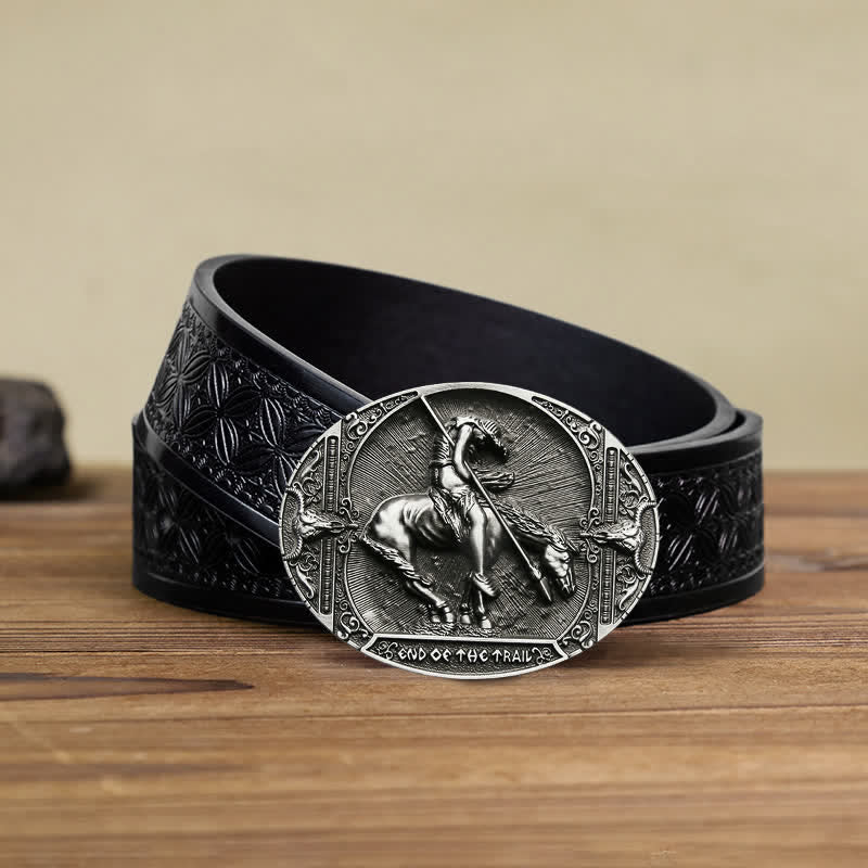 Men's DIY Rodeo Knight With Spear Buckle Leather Belt